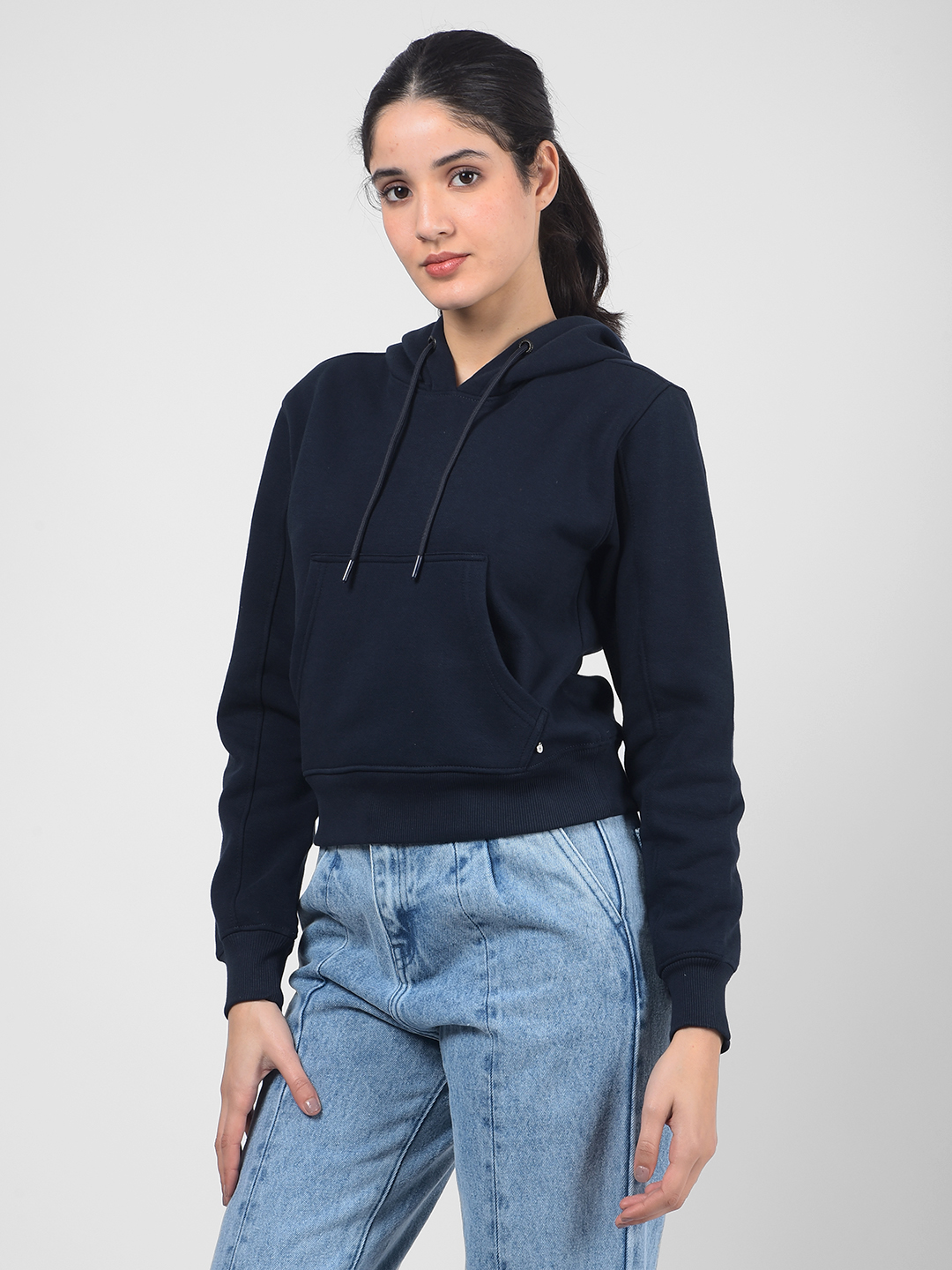 Numero Uno Women Solid Navy Sweat Shirt